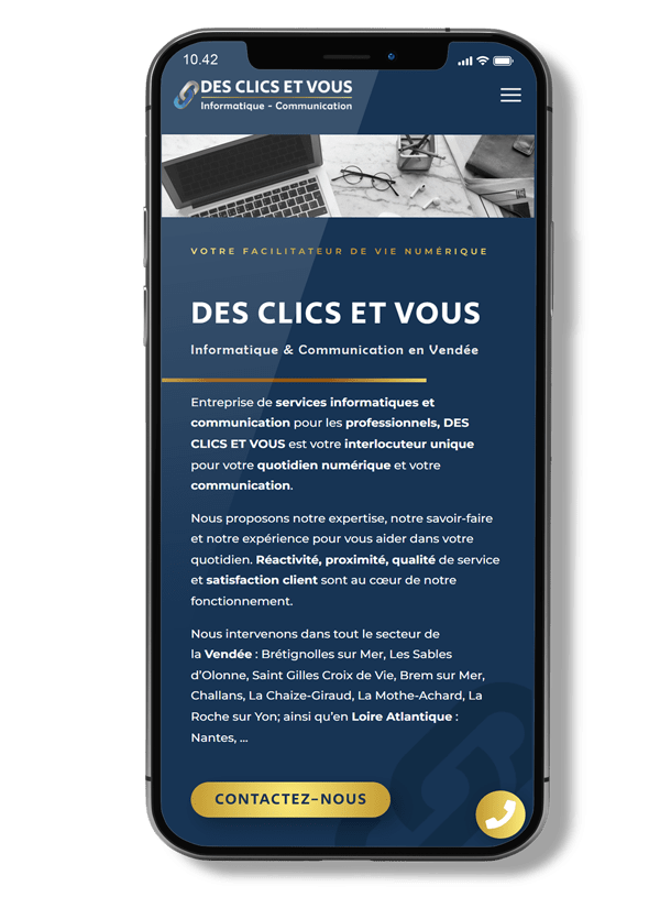 site-internet-responsive-telephone-accessible-écran-des-clics-et-vous-agence-web-vendée- Entreprise web communication digitale et numérique à Brétignolles-sur-mer Des Clics Et Vous création de sites internet moderne et adapté à tous supports