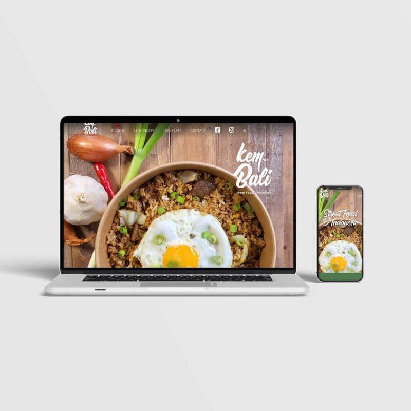 réalisation du site internet de Kem Bali restaurant de street food indonésienne à Saint Gilles Croix de vie