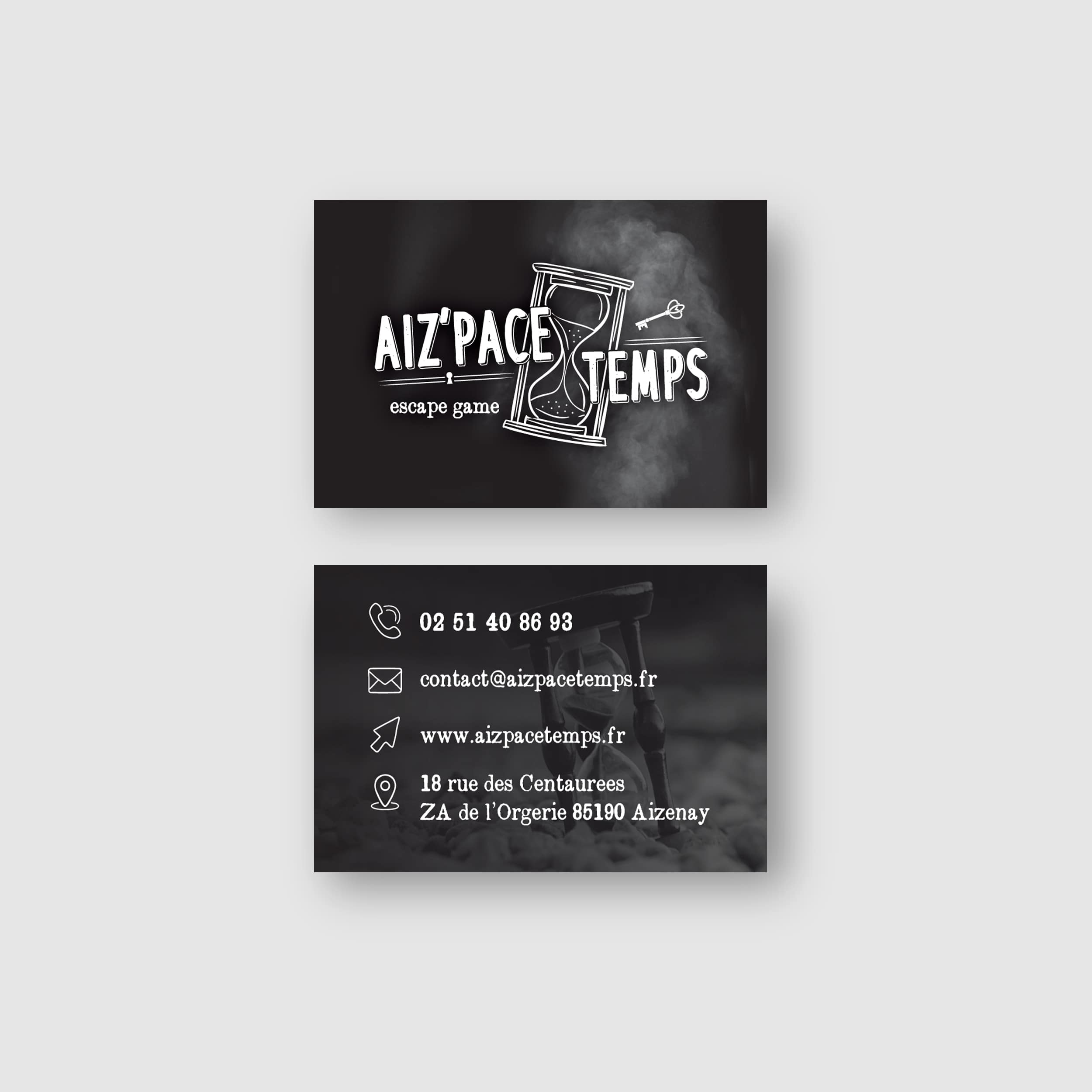 cartes de visite pour un escape game situé à aizenay en vendée