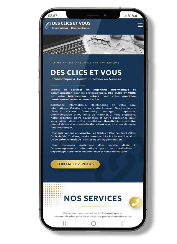 Agence web communication digitale et numérique à Brétignolles-sur-mer Des Clics Et Vous, création de sites internet moderne et adapté à tous types d'écrans